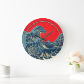 Die große Hokusai-Welle im farbenfrohen Stil Wanduhr (Zuhause)
