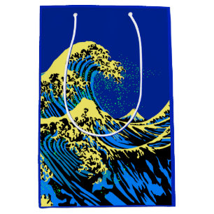 Die große Hokusai-Welle im lebendigen Stil des Pop Mittlere Geschenktüte