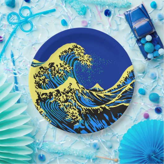Die große Hokusai-Welle im lebendigen Stil des Pop Pappteller (Party)