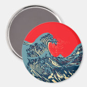 Die große Hokusai-Welle im Stil der Hope Art Magnet (Vorderseite/Rückseite)