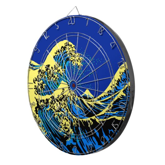 Die große Hokusai-Welle in Pop Art Style Accent Dartscheibe (Vorderseite rechts)