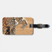 Die große Hokusai Wellen-hölzerne Bambusart Gepäckanhänger (Rückseite horizontal)