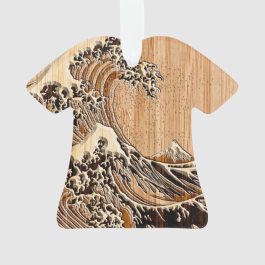 Die große Hokusai Wellen-hölzerne Bambusart Ornament (Rückseite)