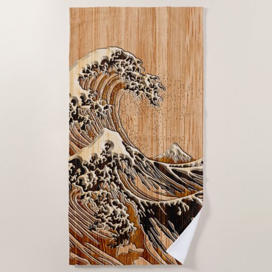 Die große Hokusai Wellen-hölzerne Strandtuch (Vorderseite)