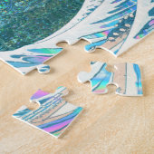 die große irisierende Welle von Kanigawa (grün) Puzzle (Seite)