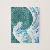 die große irisierende Welle von Kanigawa (grün) Puzzle (Vertikal)