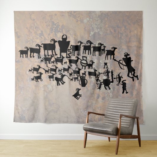 Die große Jagd auf Petroglyph Wandteppich (Beispiel (Horizontal))