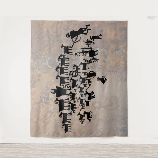 Die große Jagd auf Petroglyph Wandteppich (Vorderseite)