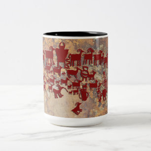 Die große Jagd-Petroglyphe-Platte Zweifarbige Tasse