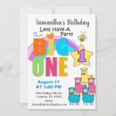 Die große Llamas-Einladung zum 1. Geburtstag Einladung (Vorderseite)