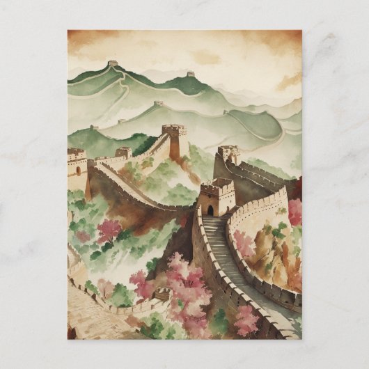 Die große Mauer der China Vintag Postkarte (Vorderseite)