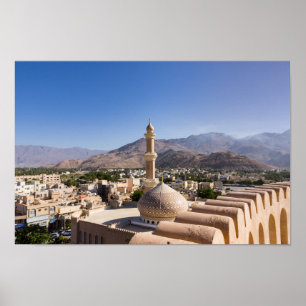 Die Große Moschee und Minarett in Nizwa - Oman Poster