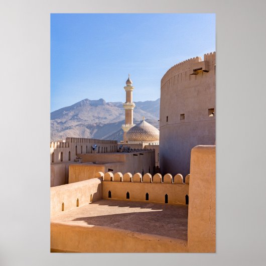 Die Große Moschee und Minarett in Nizwa - Oman Poster (Vorne)