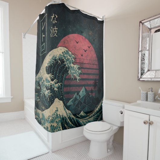 Die große Retrowelle Classic Duschvorhang (Beispiel)