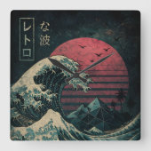 Die große Retrowelle Classic Quadratische Wanduhr (Vorderseite)