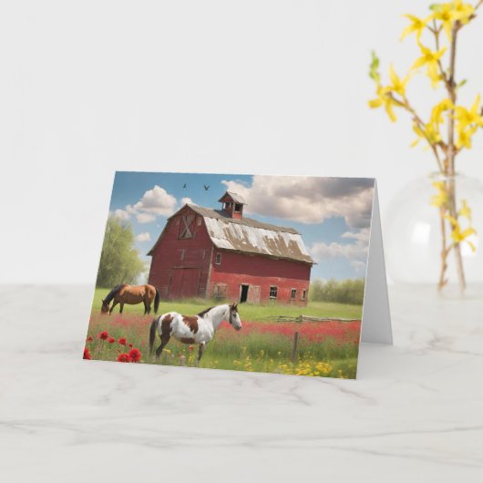 Die große rote Scheune Karte (Gelbe Blume)