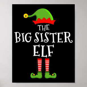 Die große Schwester-Elfe lustige Weihnachts-Passen Poster