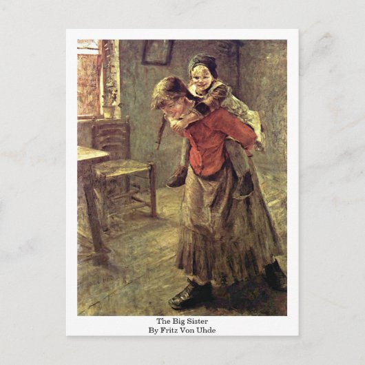 Die große Schwester von Fritz von Uhde Postkarte (Vorderseite)