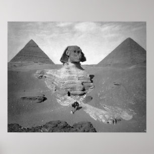 Die Große Sphinx & Pyramiden, 1878. Vintage-Foto Poster
