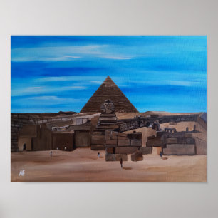 Die Große Sphinx und die Pyramide von Khafre Poster