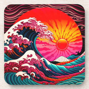 Die große SynthWave des 80ers von Kanagawa Retro Getränkeuntersetzer