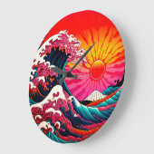 Die große SynthWave des 80ers von Kanagawa Retro Wanduhr (Winkel)