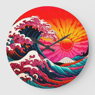 Die große SynthWave des 80ers von Kanagawa Retro Wanduhr
