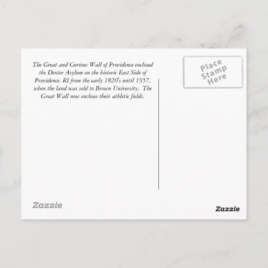 Die große und merkwürdige Mauer der Vorsehung Postkarte (Rückseite)