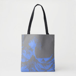 Die große Wave Tote Tasche Blau & Grau