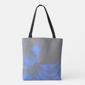 Die große Wave Tote Tasche Blau & Grau (Rückseite)