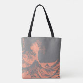 Die große Wave Tote Tasche Blau & Grau (Rückseite)