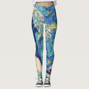 Die große Welle ab Kanagawa die Sternennacht Leggings
