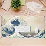 die große Welle Berg Fuji Malerei japanischen Kuns Schreibtischunterlage<br><div class="desc">Auf dem Schreibtisch sitzendes Mauspad mit japanischem Bild "the great wave" mit vulkanischem Fuji-Berg</div>