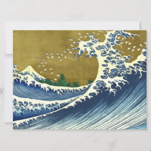 Die große Welle (blaue und goldene japanische Kuns Karte