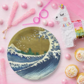 Die große Welle (blaue und goldene japanische Kuns Pappteller (Party)