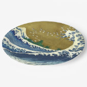 Die große Welle (blaue und goldene japanische Kuns Pappteller (Schrägansicht)