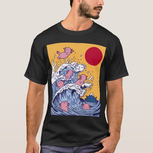 Die große Welle der Axolotls T-Shirt (Vorderseite)