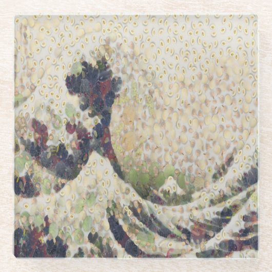 Die große Welle der Honeydew Melon Kunsthandwerk Glasuntersetzer (Vorderseite)
