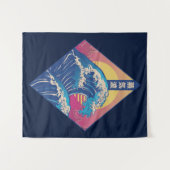 Die große Welle der Vaporwave Wandteppich (Vorderseite (Horizontal))