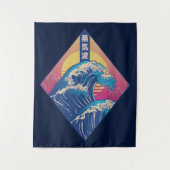 Die große Welle der Vaporwave Wandteppich (Vorderseite)