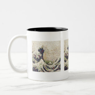 Die große Welle des Honigmelonen-Feinart-Spoofs Zweifarbige Tasse