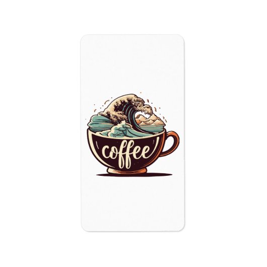 Die große Welle des Kaffees Adressaufkleber (Vorne)