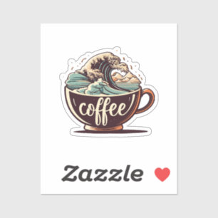 Die große Welle des Kaffees Aufkleber