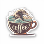 Die große Welle des Kaffees Aufkleber (Vorderseite)