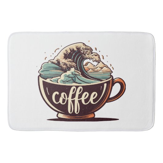 Die große Welle des Kaffees Badematte (Vorderseite)