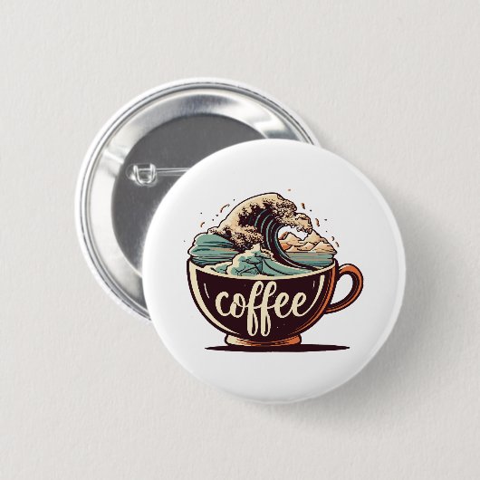 Die große Welle des Kaffees Button (Vorne & Hinten)