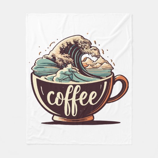 Die große Welle des Kaffees Fleecedecke (Vorderseite)