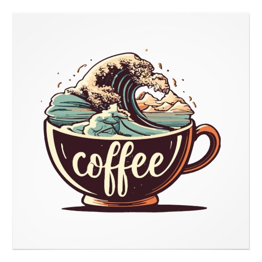 Die große Welle des Kaffees Fotodruck (Vorne)