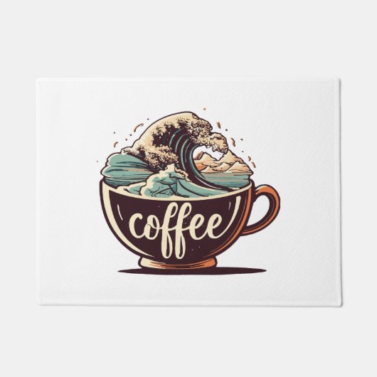 Die große Welle des Kaffees Fußmatte (Vorderseite)