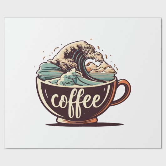 Die große Welle des Kaffees Geschenkpapier (Flach)